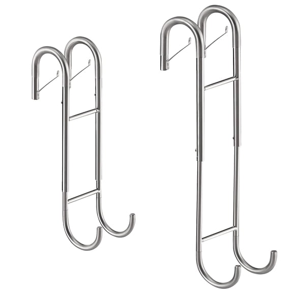 Ofiray-home Shower Door Towel Hooks(2-Pack) - 9"~13" Length Adjustable Hook for Frameless Over The Door Glass, Squeegee Holder, Towel Hanger for Bath Suits Rozer Robes Loofahs Shavers, Stainless Stee