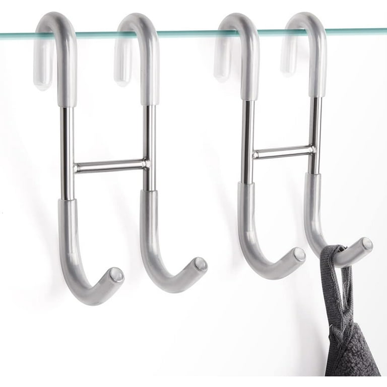 Shower Door Towel Hooks Easy Installation Durable Rustproof Over Glass Door Brushed Nickel Hook for Bathrooms Heavy Duty 304 Stainless Steel No Drilling Required Towel Rack with PVC Feet Walmart
