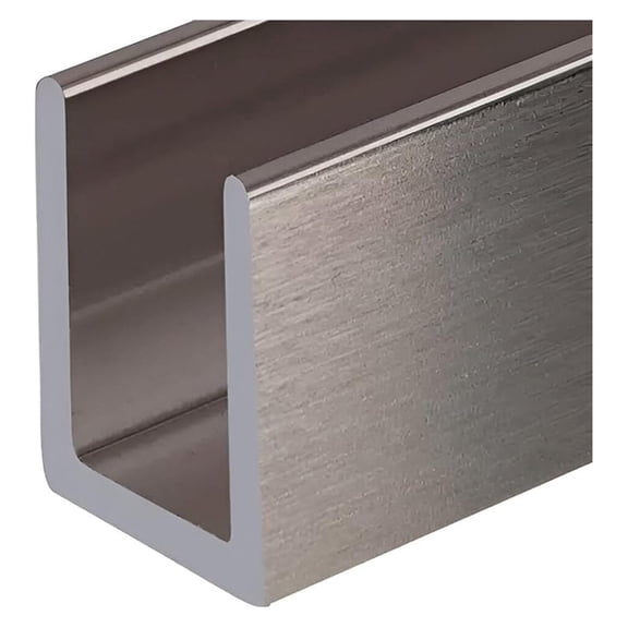 Shower Door U-Channel - 95 inch Brushed Aluminum Profile for 3/8" Glass - Deep U Channel for Fixed Panels & Swinging Doors - Shower Enclosure Hardware