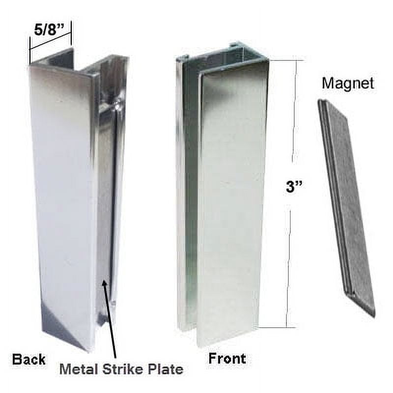 Shower Door UChannel with Metal Strike Plate for 3/8" and 5/16" Glass