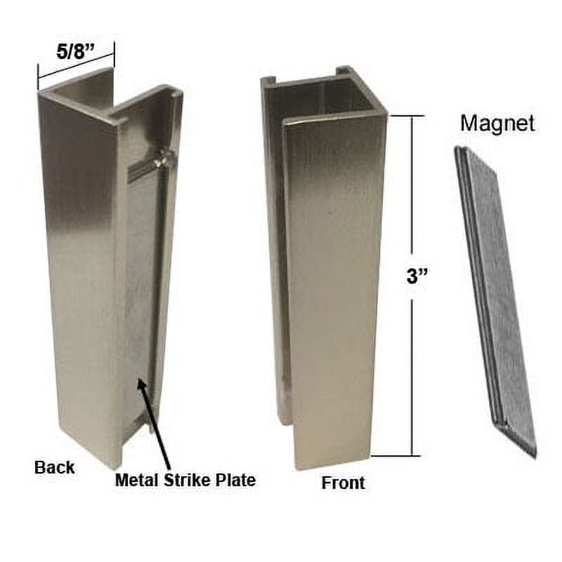 Shower Door UChannel with Metal Strike Plate for 3/8" and 5/16" Glass