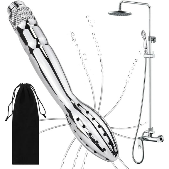 Shower Douche with 59 Inch Shower Hose & Flow Regulator, Shower Enema Shower Cleaner Enema Douche System, Handheld Water Shower Nozzle Anal Rinse Vaginal Cleaning Kit for Men Women, Silver
