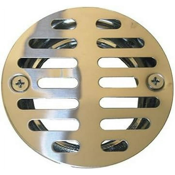Larsen Supply Shower Drain, 3-1/2-In. Stainless Steel With 1-1/2-In. Female Iron Pipe Thread  Standard US Plumbing Rough-In, Drop-In Replacement