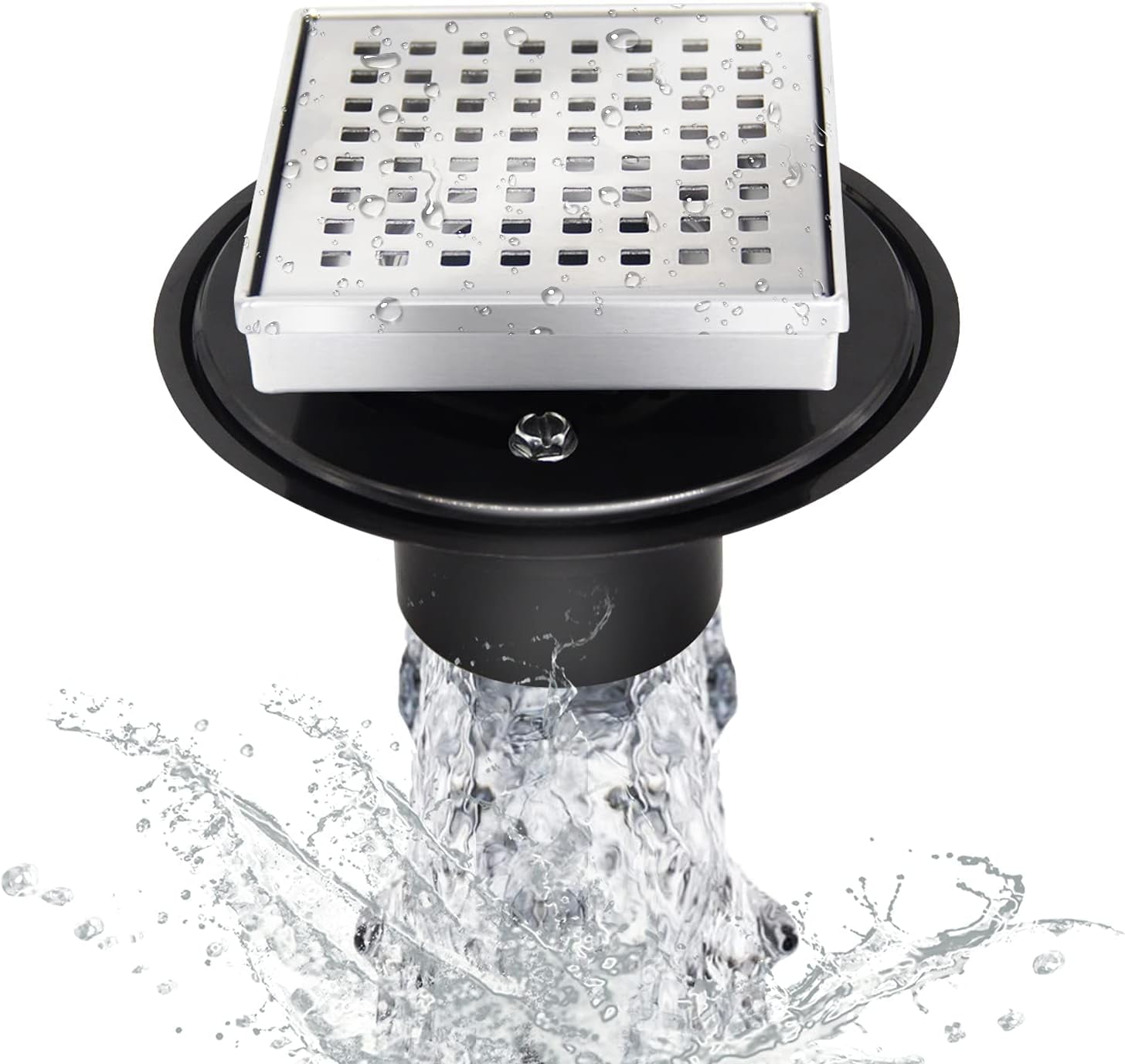 Shower Drain 4 inch Square High Flow Capacity Shower Drain with Flange ...