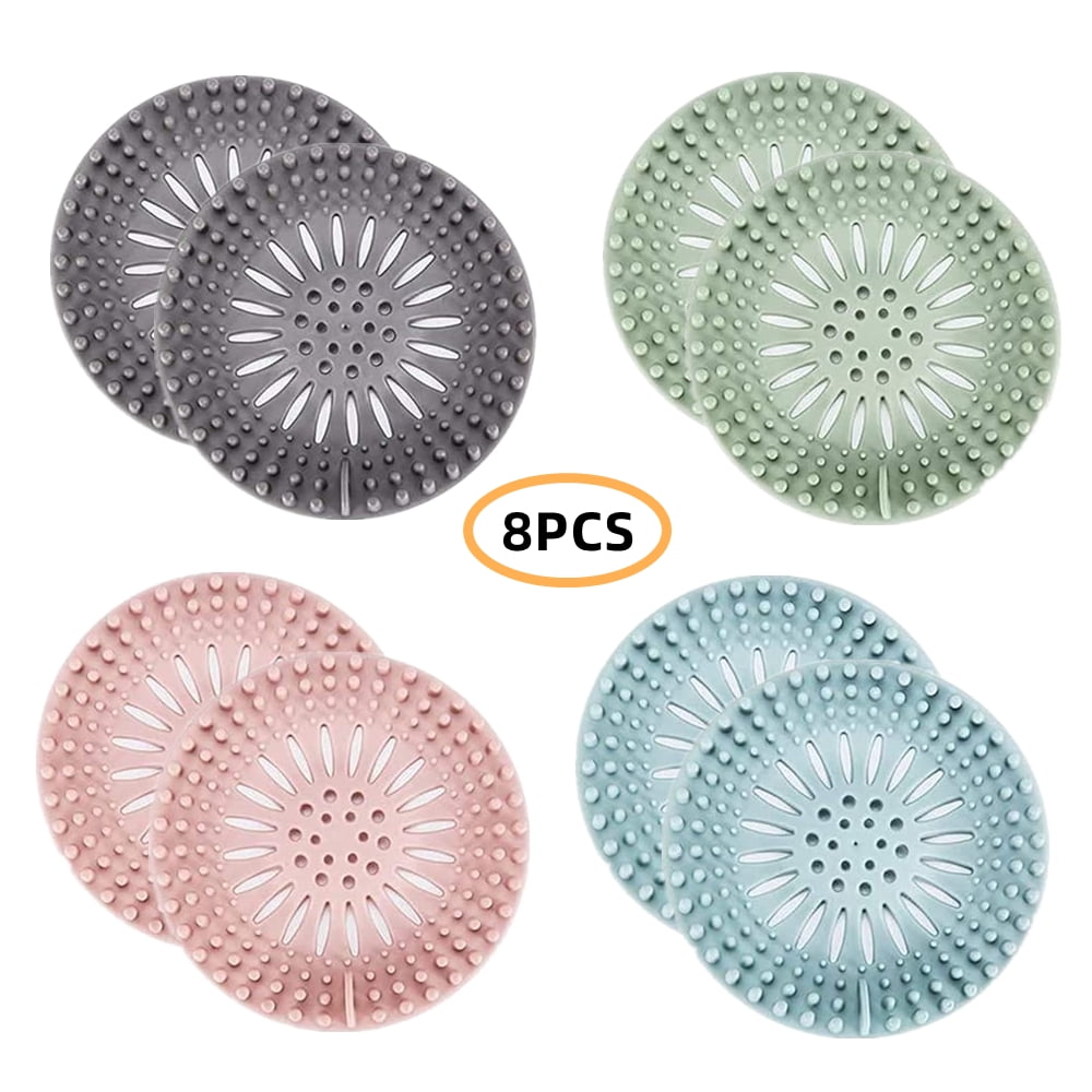 Stome 8 Pack Silicone Shower Drain Hair Catcher - Bath Tub Flat Plug ...
