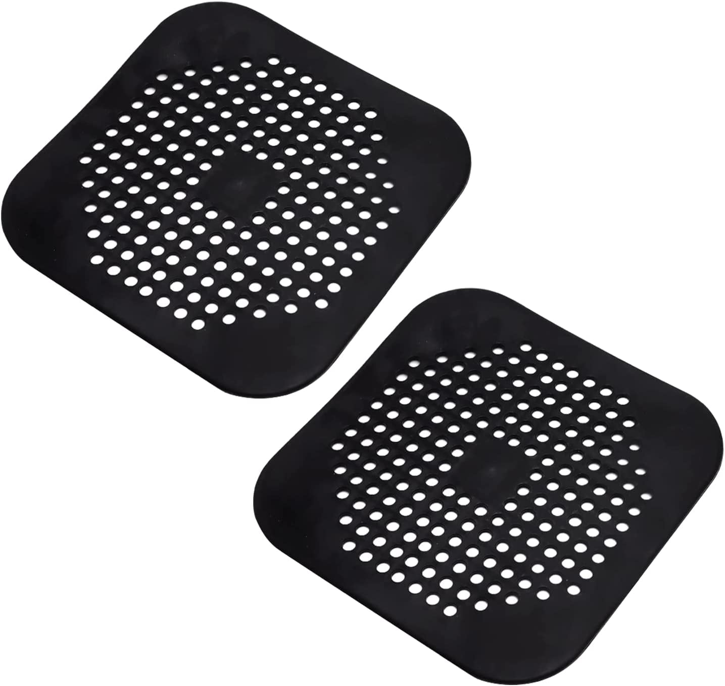 2-Pack Silicone Drain Hair Catcher – Square Shower Drain Cover With Suction Cups For Bathroom, Bathtub, Kitchen Sink