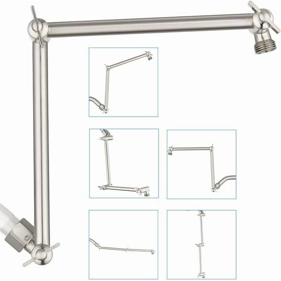 Shower Extension Arm, 16" Upgrade Solid Brass Shower Head Extender, Adjustable Height Extended with G1/2 Universal Connection for Rain & Handheld Shower Head - Oil Rubbed Bronze