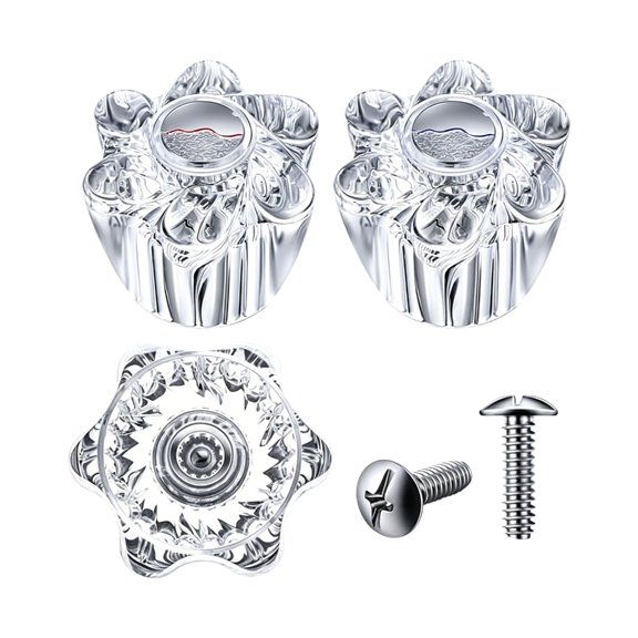 Shower Faucet Handle Replacement Knobs Pair with Clear Acrylic Look