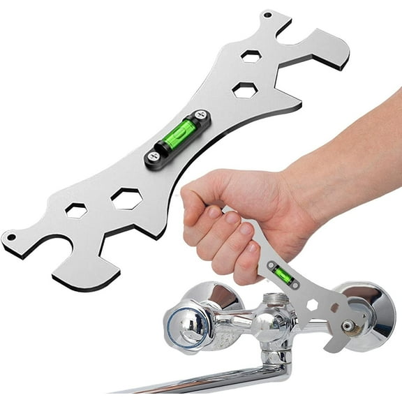 Shower Faucet Installation Wrench Key Tool, Curved Self-Leveling Allen Key Angle Wrench for Bathroom & Kitchen Plumbing Repairs (Stainless Steel, Multi-Size Hex)