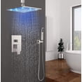 thumbnail image 1 of Shower Faucet Set 8" LED Rainfall Head Combo Kit Valve Wall Mount Brushed Nickel, 1 of 19