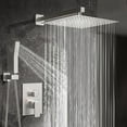 thumbnail image 1 of Shower Faucet Set Brushed Nickel 16" Rainfall Shower Head Combo Valve Kit System, 1 of 15