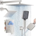 thumbnail image 1 of Shower Faucet Set  Ceiling Mount Rainfall Shower System with Rain Shower Head and Multi-function Handheld Head Push Button Diverter Shower Faucet Trim Kit Matte ), 1 of 6