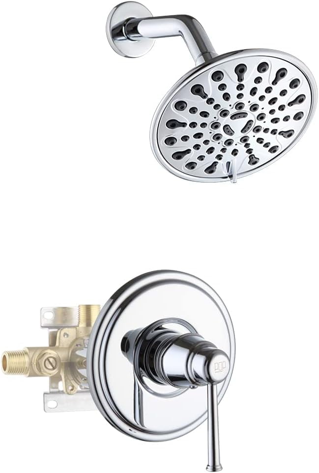 Shower Faucet Set Chrome Bathroom Rain Mixer Shower System, 6-Spray ...