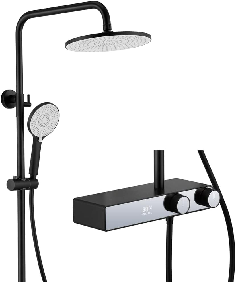 Shower Faucet Set with LED Digital Display Shower System Wall Mounted ...