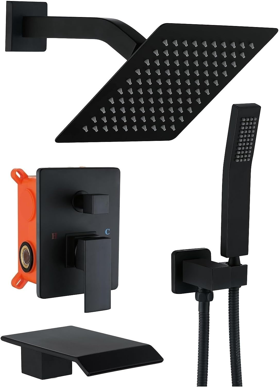 Shower Faucet Set Matte Black Shower Fixtures With 8 Inch Shower Head