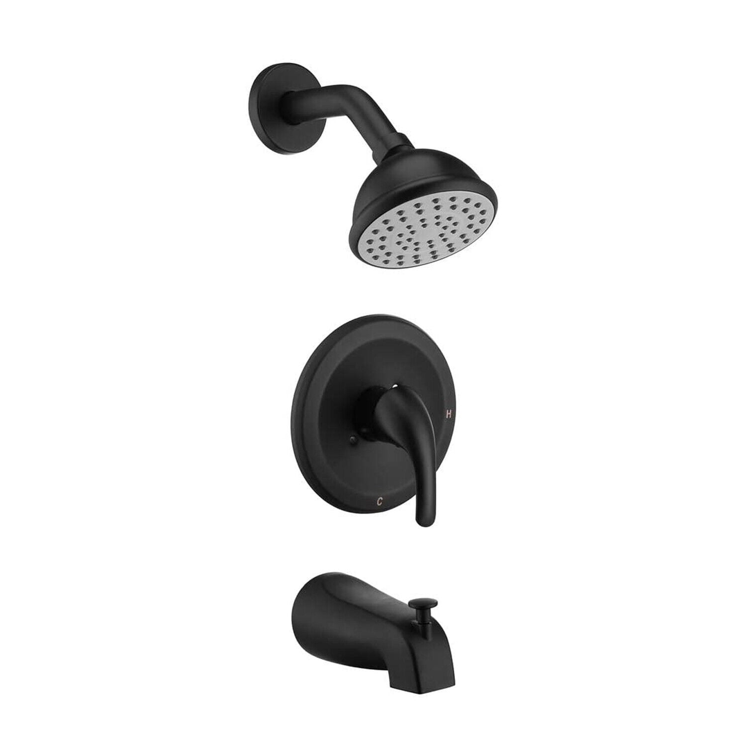 Shower Faucet Set Matte Black Shower Kit 1-Spray Shower Head Shower System