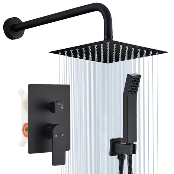 GOXIUHAN Shower Faucet Set System with High Pressure Handheld SprayER Wall Mount 8 inch Shower Head