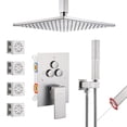 thumbnail image 1 of Shower Faucet Set Matte  Shower System Push Button Diverter Shower Faucet with in Handheld Ceiling Mount  Shower Head with  Wall Mount Shower Head, 1 of 5