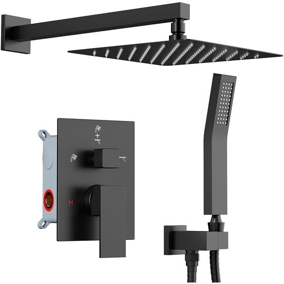 Shower Faucet Set Shower Systems, Way Shower Faucet with in Handheld, Ceiling Mount Dual Rain Shower Head for Two People Shower Head-Handheld-Wall Mounted, Chrome)