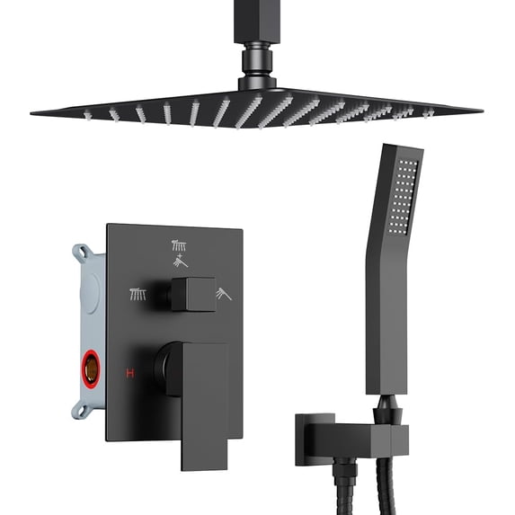 Shower Faucet Set Shower Systems, Way Shower Faucet with in Handheld, Ceiling Mount Dual Rain Shower Head for Two People Shower Head-Handheld-Wall Mounted, Chrome)