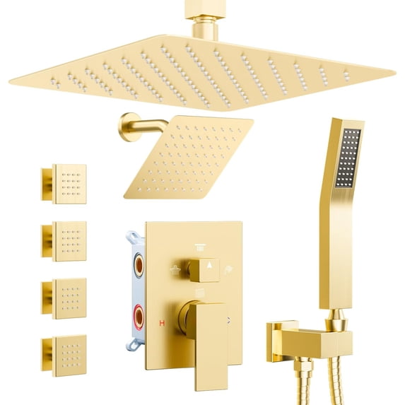 Shower Faucet Set Shower Systems, Way Shower Faucet with in Handheld, Ceiling Mount Dual Rain Shower Head for Two People Shower Head-Handheld-Wall Mounted, Chrome)
