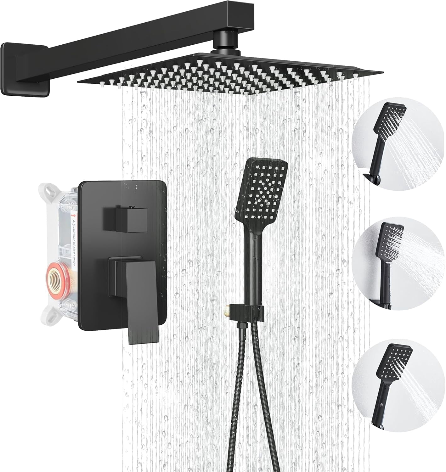 Def Showers Shower Head Matte Black, Shower Faucet Set Bathroom Shower System with ...