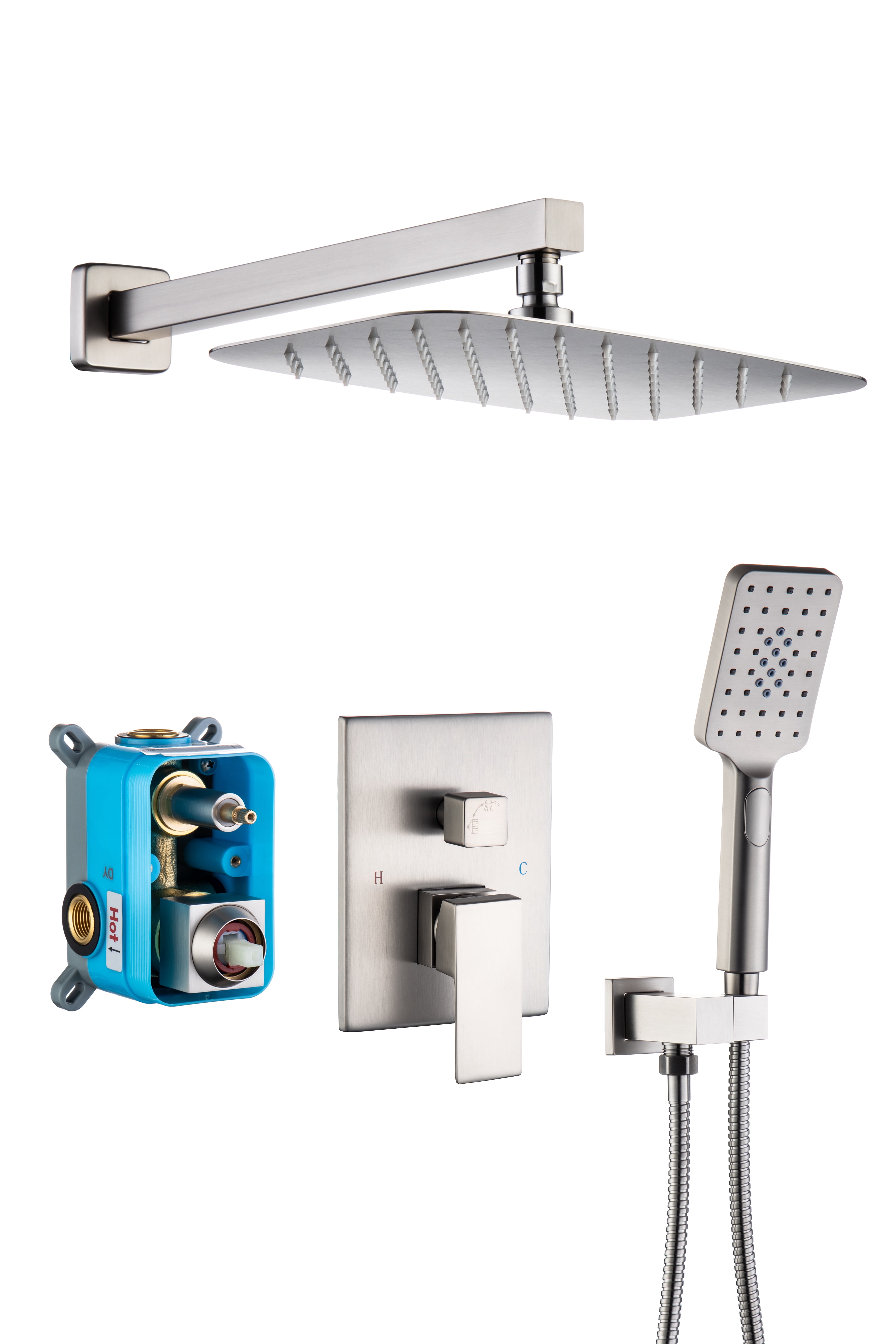 Shower Faucet Set Shower System With 12 Inch Rain Shower Head And Handheld, Bathroom Shower ...