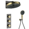 thumbnail image 1 of Shower Faucet Set Thermostatic Shower System Brushed Gold and Gun Gray Shower Kit with Valve and Shower Head, Wall Mounted Shower Head Sets with Handheld Shower Head, 1 of 8