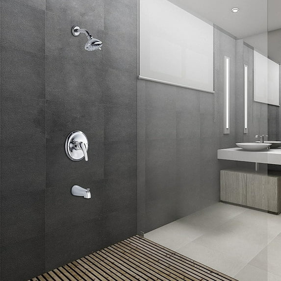 Shower Faucet Set with Valve,Tub and Shower Faucet Set with 4-Inch 3-Spray Shower Head and Tub Spout,Single Handle Shower Trim Kit Bathtub Shower System for Bathroom Shower Combo Set, Chrome