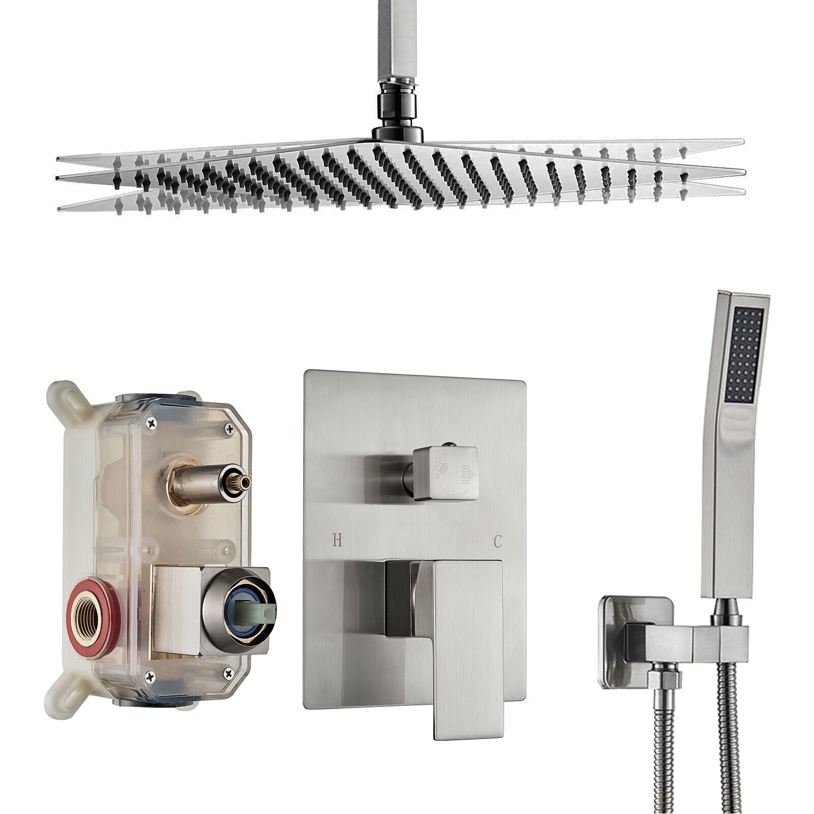 Shower Faucet Set w/Mixer Valve Rainfall Shower Head Combo System