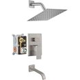 Shower Faucet With Tub Spout Brushed Nickel Bathroom Rain Mixer Shower
