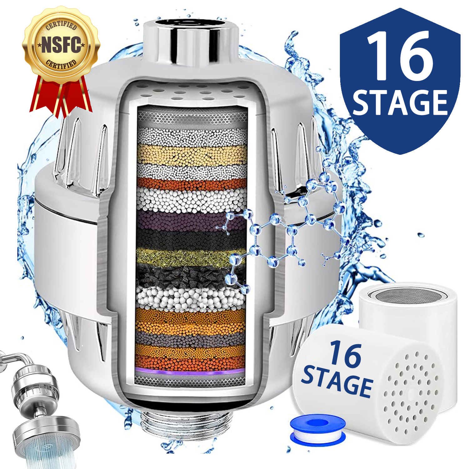 AquaBliss High Output Universal Shower Filter with Replaceable Multi