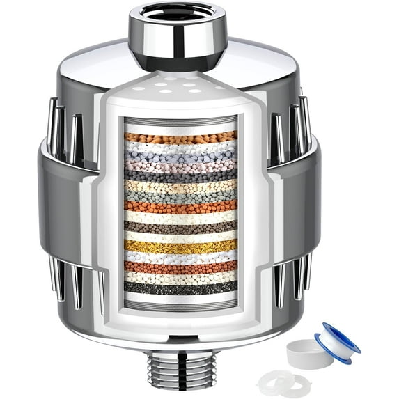 Shower Filter, 20 Stage Shower Head Filter for Hard Water, High Output Shower Water Filter to Remove Chlorine, Fluoride and Other Impurities, Improves Skin Condition