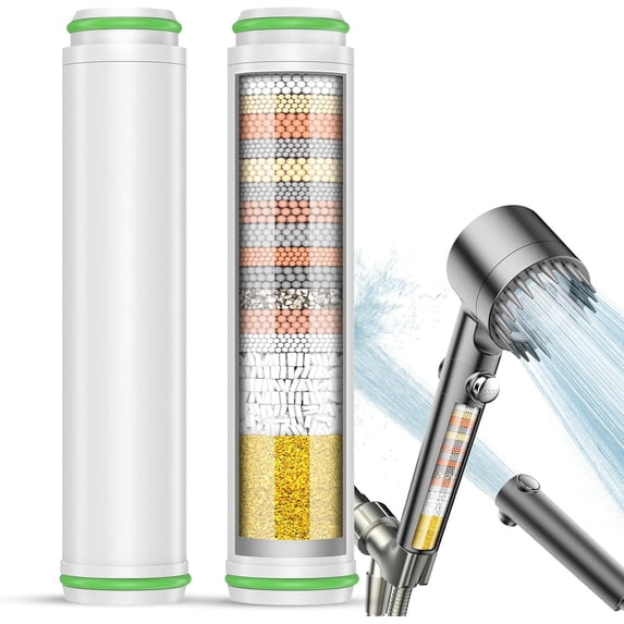 Shower Filter for Handheld Shower Head, 2 Pack 18 Stage Replacement Filters for Hard Water Remove Chlorine and Harmful Substances