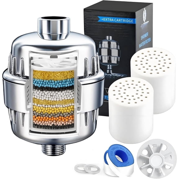 Shower Filter for Hard Water & Hair - 2 Replacement Cartridges -20 Stage - Water Softener to Remove Chlorine and Fluoride,BTHF-02