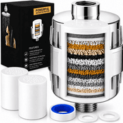 Shower Filter with 2 Replaceable Cartridges, 20-Stage High Output Shower Water Filter, Universal
