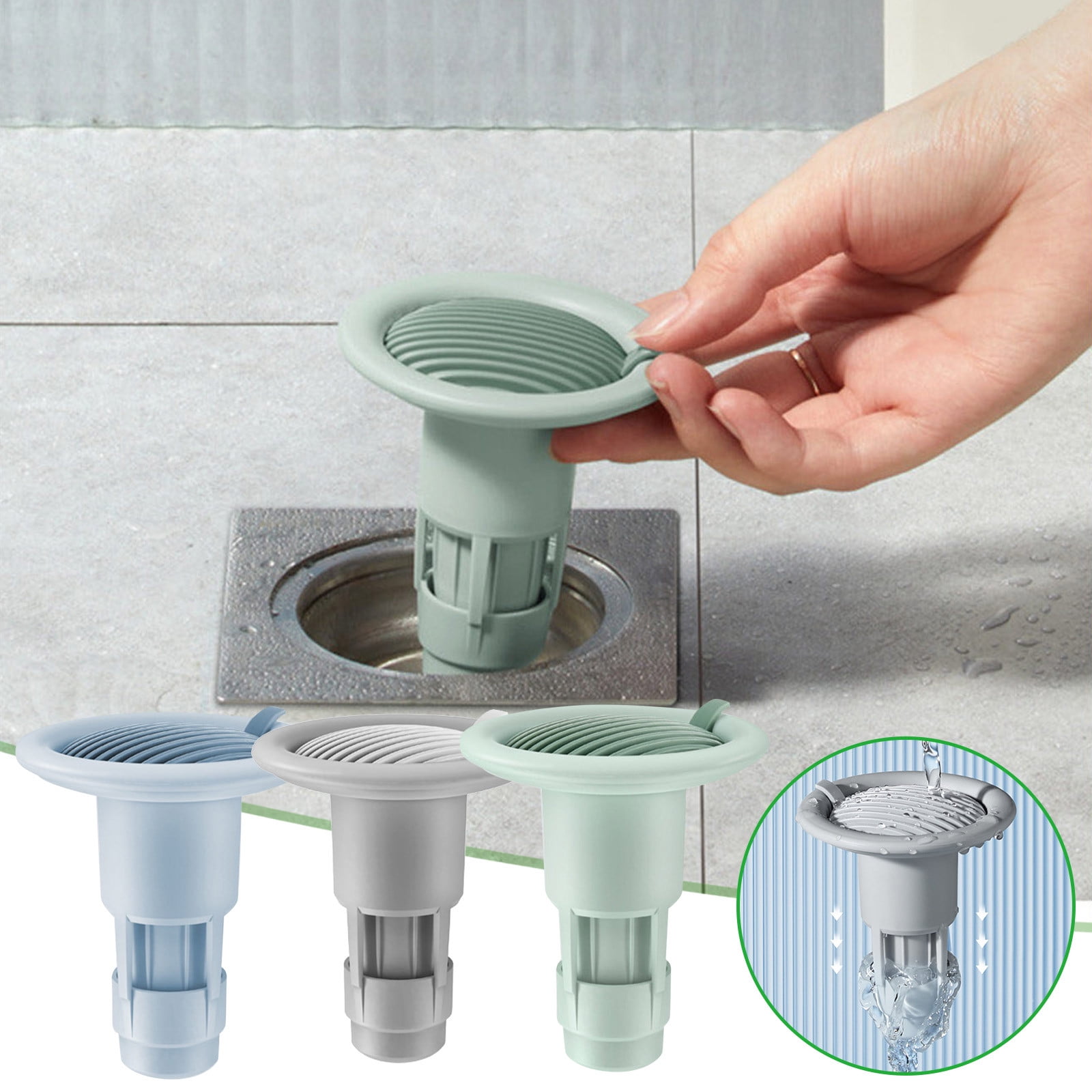 Shower Floor Backflow Preventer Sewer Core Drainage Insert Plug Hair