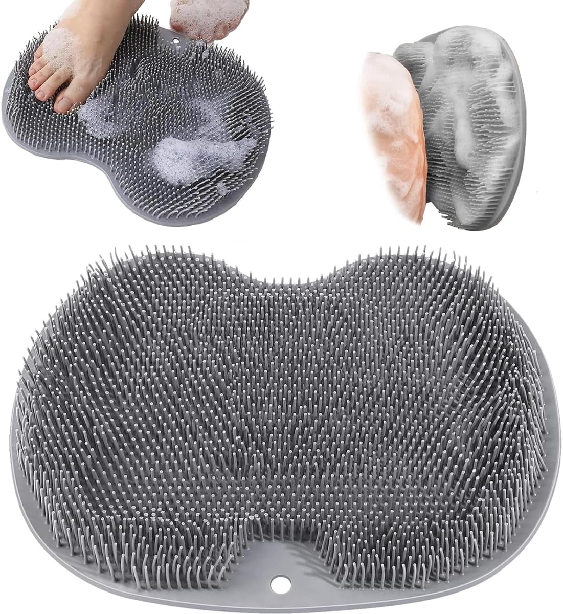 Shower Foot & Back Scrubber, Silicone Shower Foot Scrubber Mat with ...