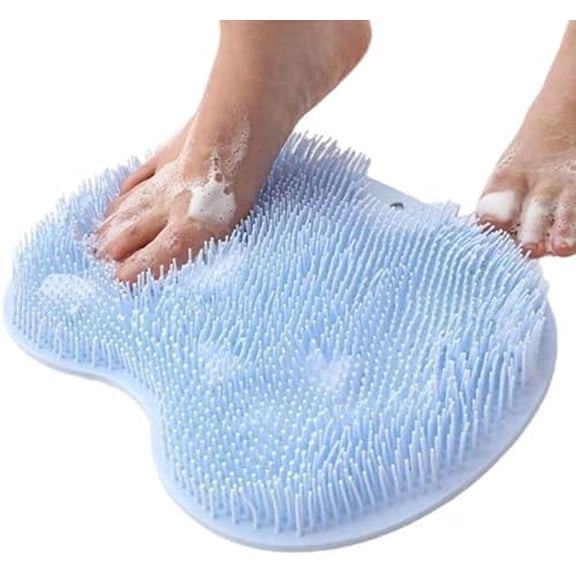 Shower Foot & Back Scrubber, Silicone Shower Foot Scrubber Mat with Wall-Mounted Suction Cups, Multi-Surface Silicone Bath Mat for Exfoliating and Massaging in Shower or Bathtub
