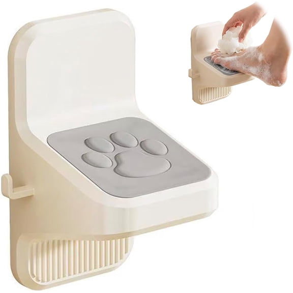Shower Foot Rest, No Drill Installation with Strong Adhesive, Anti-Slip Bathroom Step Stool for Leg Shaving & Pedicure, Ergonomic ABS Footstool for Shower, Bathtub, Comfortable Shoe Aid with Hooks