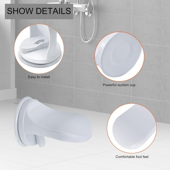 Shower Foot Rest, Plastic No Drilling Bathroom Foot Rest with Suction Cup, Bathroom Pedal Shower Shaving Leg Aid for Home Hotel Bathroom (White)