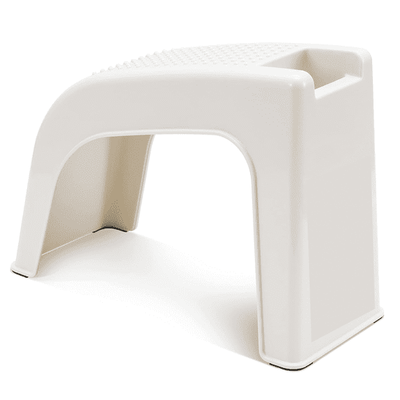 Shower Foot Rest for Shaving Legs, No More Bending Shower Stool for at-Home Pedicures, Treat Your Feet, Non-Slip Sturdy Legs & Built-in Storage(Off-White)