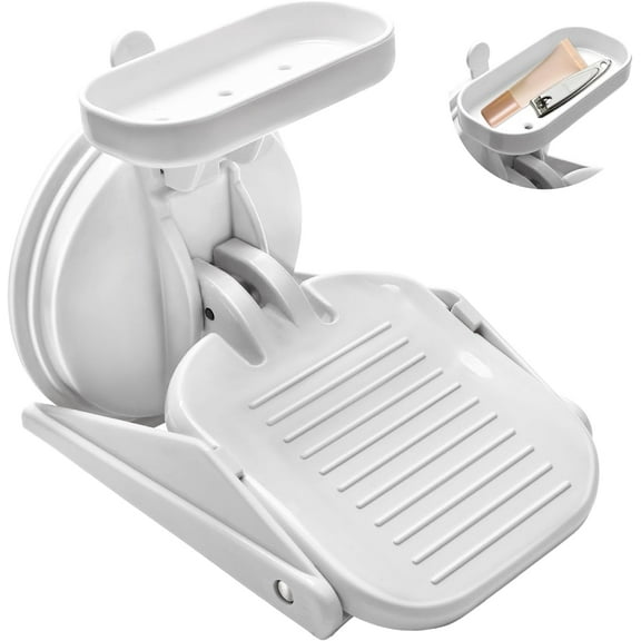 Shower Foot Rest, Shower Ledge for Shaving Legs Withe Foldable Shower Step Pedal with Upgrade Industrial Suction Cup White Suction Cup Foot Rest for Shower Spa