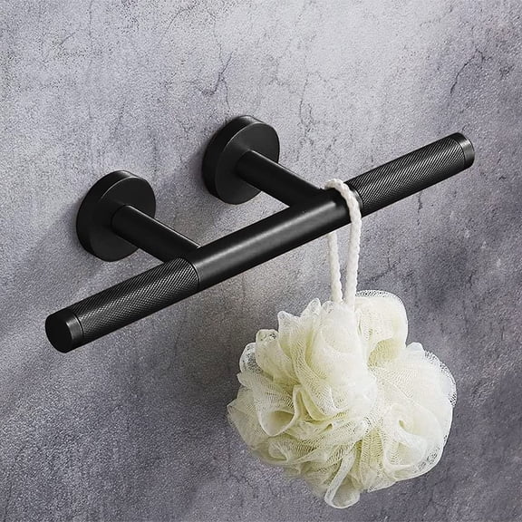 Shower Foot Rest for Shaving Legs, Wall Mounted Shower Step Stool, Knurled Brass Bar Foot Ledge for Inside SPA Bathrooms, Matte Black