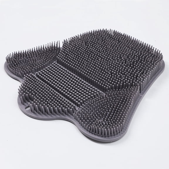 Shower Foot Scrubber Mat with Non-Slip Suction Cups, Foot Back Cleaning Pad Back Washer Exfoliating Bath Wash Pad, Non Slip Bathtub and Shower Mat with Suction Cups and Drain Holes (Gray)