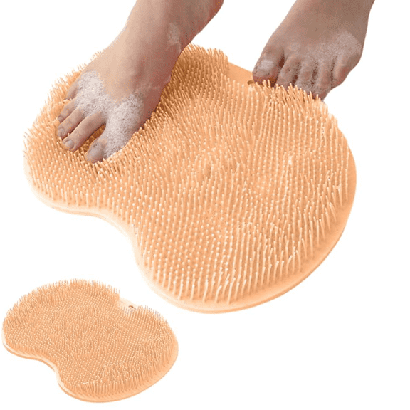 Shower Foot Scrubber Mat with Non-Slip Suction Cups, Foot Back Cleaning Pad Back Washer Exfoliating Bath Wash Pad, Non Slip Bathtub and Shower Mat with Suction Cups and Drain Holes (Yellow)