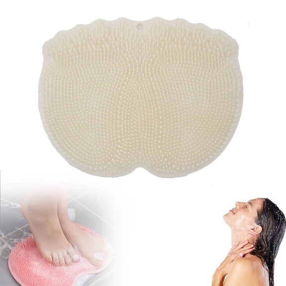 Shower Foot Scrubber Mat with Non-Slip Suction Cups, Foot Back Cleaning Pad Back Washer Exfoliating Bath Wash Pad, Wall Mounted Slip Suction Cups for Use in Cleaner Men and Women(White)