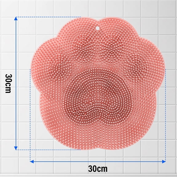 Shower Foot Scrubber Mat with Non-Slip Suction Cups,Foot Backs Cleaning Pad Back Washer Exfoliating Bath Wash Pad,Foot Scrubber in Shower Men & Women (Pink)