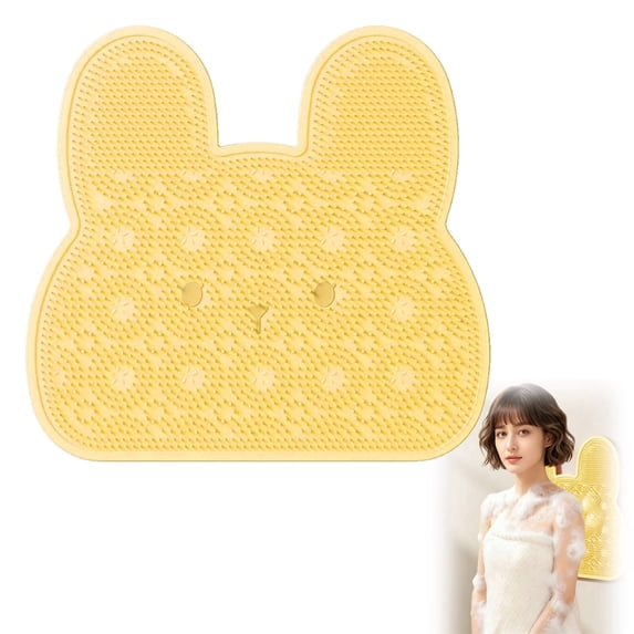 Shower Foot Scrubber Mat with Non-Slip Suction Cups, Shower Foot and Back Scrubber,Foot Spa Brush for Cleaning & Exfoliating, Foot Points Reflexology Mat for Relax Your Feet,12X12.8 Inch,Yellow