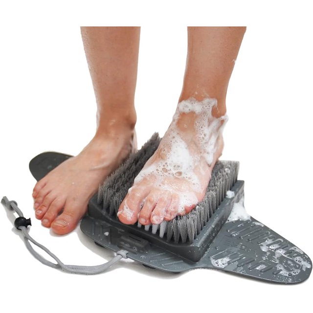 Shower Foot Scrubber Mat with Pumice Stone Cleans, Smooths & Removes